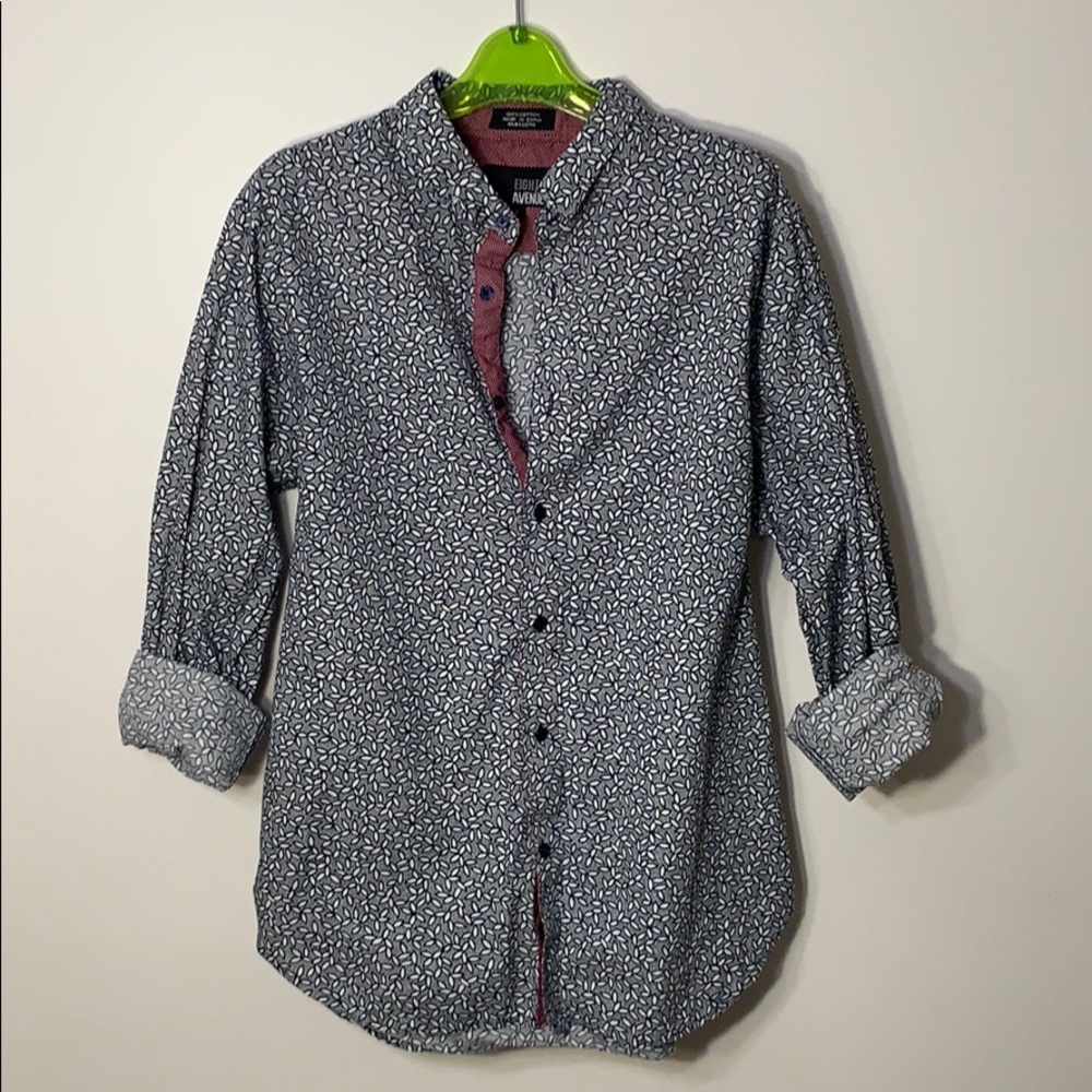 Blue Pattern Button Down